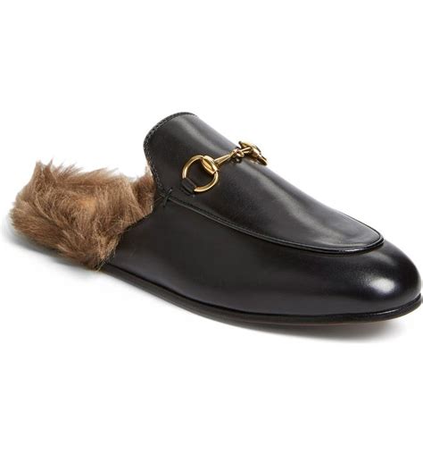 gucci slip on fur loafers